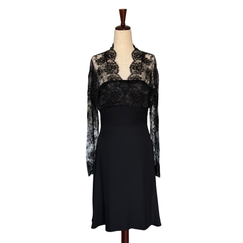 Inma Medina Bergdorf Goodman Black Lace Cocktail Evening Formal Dress